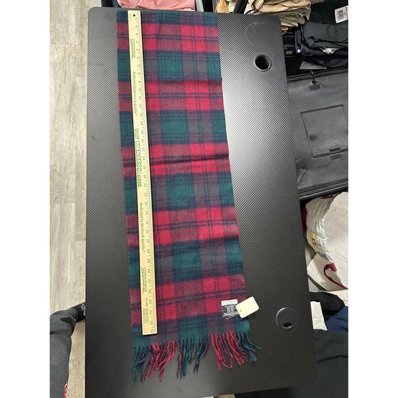 Deadstock Vintage Baltman Co New York Scottish LambsWool Plaid Scarf Fringe 75” - Picture 7 of 7